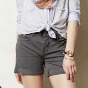 Pilcro And The Letterpress High Rise Hyphen Fit Gray Denim Shorts Size 31